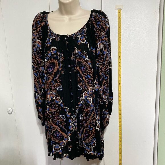 FREE PEOPLE Boho Pheasant Flowy Mini Dress with Pockets Womens XS - Picture 4 of 11